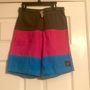 Vtg 80s 90s CATZ Cotton Board Shorts Colorblock Jams Fresh Prince Mens XS 28